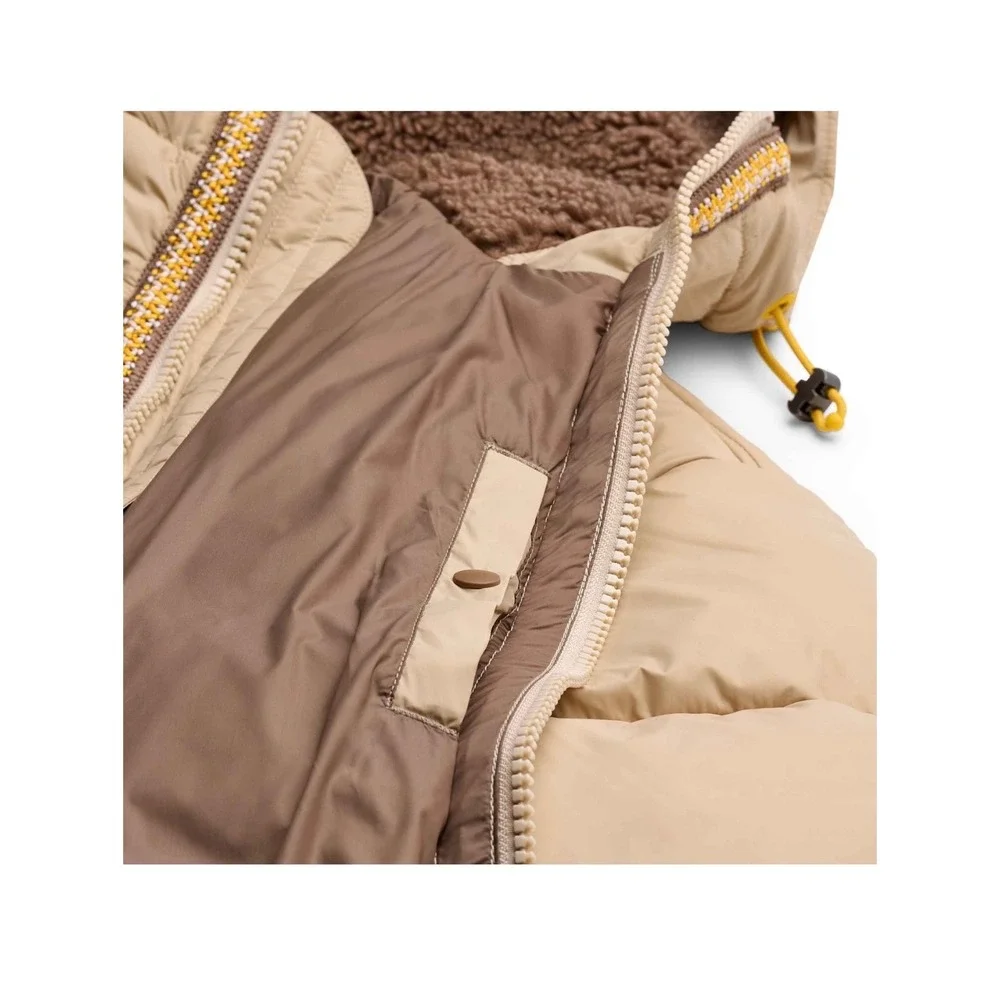 UGG XAYDEN UGGBRAID Puffer Jacket‎ Mens Tan Sand Sherpa Lined Hooded Coat Large